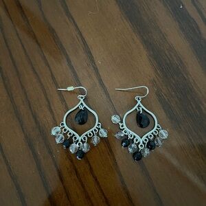 Elegant Black and Silver Dangle Earrings